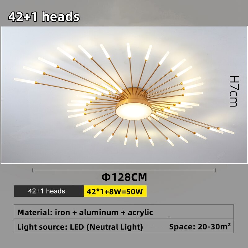 Led Firework Chandelier Dimmable For Living Room Bedroom Modern Ceiling Chandelier Dining Room Ceiling Lamp With Remote Control