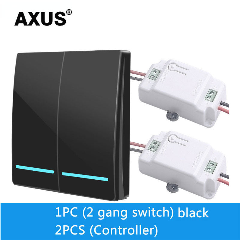 AXUS RF 433Mhz Switch Wireless Wall Switch 86 Wall Panel Transmitter Safety Switch AC 110V 220V Relay Interruptor for Light Lamp