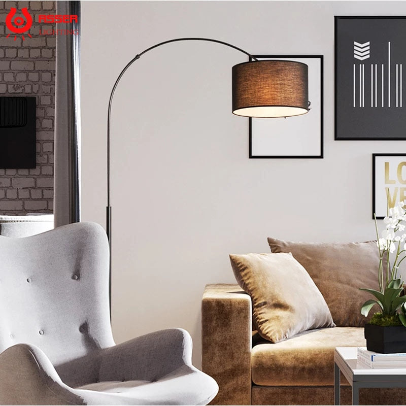 RSSER New Modern Nordic Big Sale Simple LED Floor Lamp Black White Standing Light Corner Apartment Lamp For Bedroom Decoration
