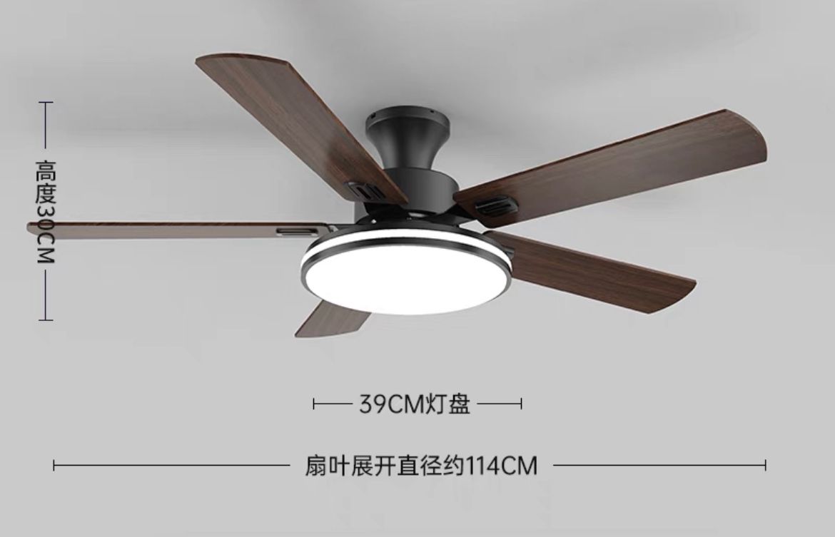 Creative Fan Lamp Living Room Modern Simple Dining Room Light Household Solid Wood Iron Style Ceiling Fan Lamp