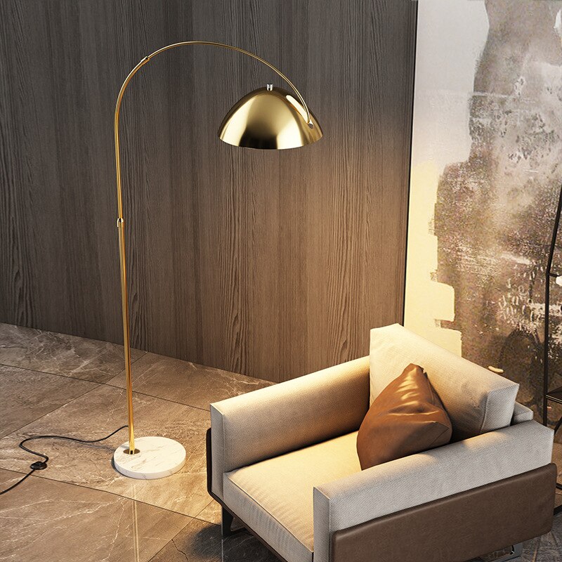 Marble Base LED Floor Lamp Gold Black Metal Living Room Bedside Floor Light Minimalist Modern Style