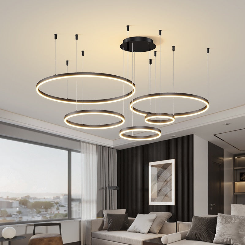 Modern Led Ceiling Chandelier Circular Ring Chandelier Living Bedroom Dining Room Lighting Home Indoor Lighting Decors Chandelier