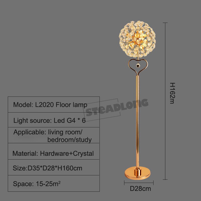 Morden LED Sun Flower Crystal Table Lamps Iron Creative Art Floor Lamp living Room Bedroom Study Bedside Lighting lustre Decor