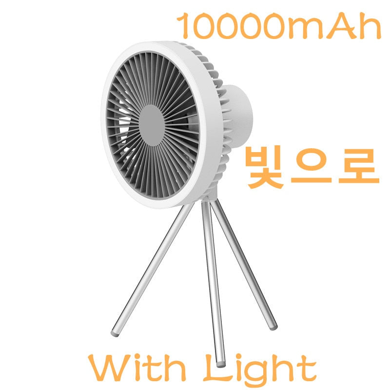 Multifunction Home Appliances USB Chargeable Desk Tripod Stand Air Cooling Fan with Night Light Outdoor Camping Ceiling Fan