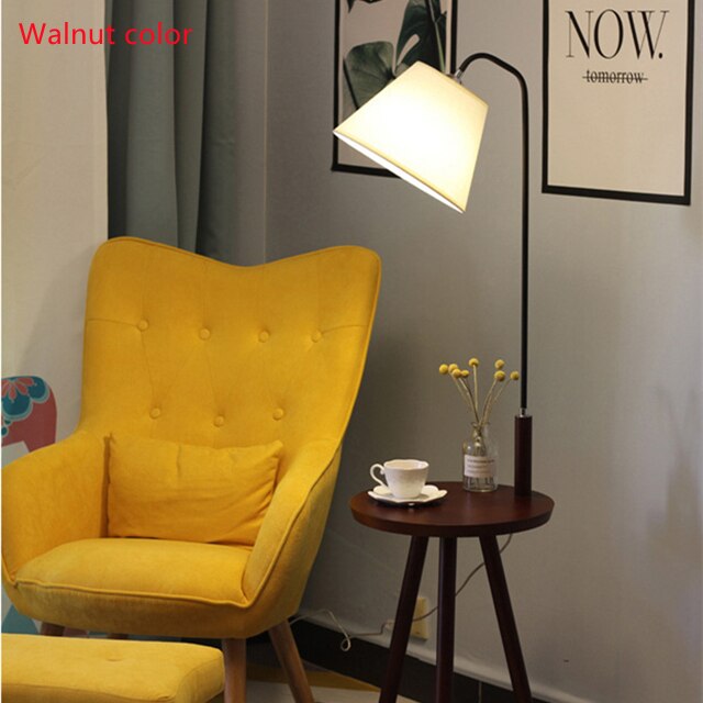 Modern Smart Wireless Charging Wood Floor Lamp For Living Room Bedroom Reading Study Lighting Tea Table Corner Standing Light