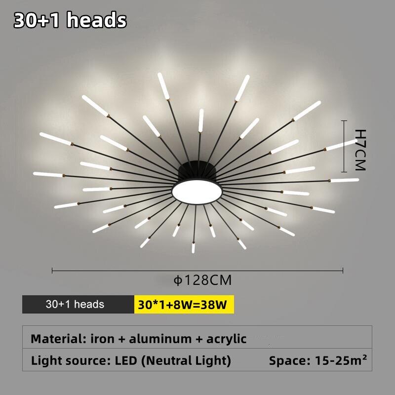 Led Firework Chandelier Dimmable For Living Room Bedroom Modern Ceiling Chandelier Dining Room Ceiling Lamp With Remote Control