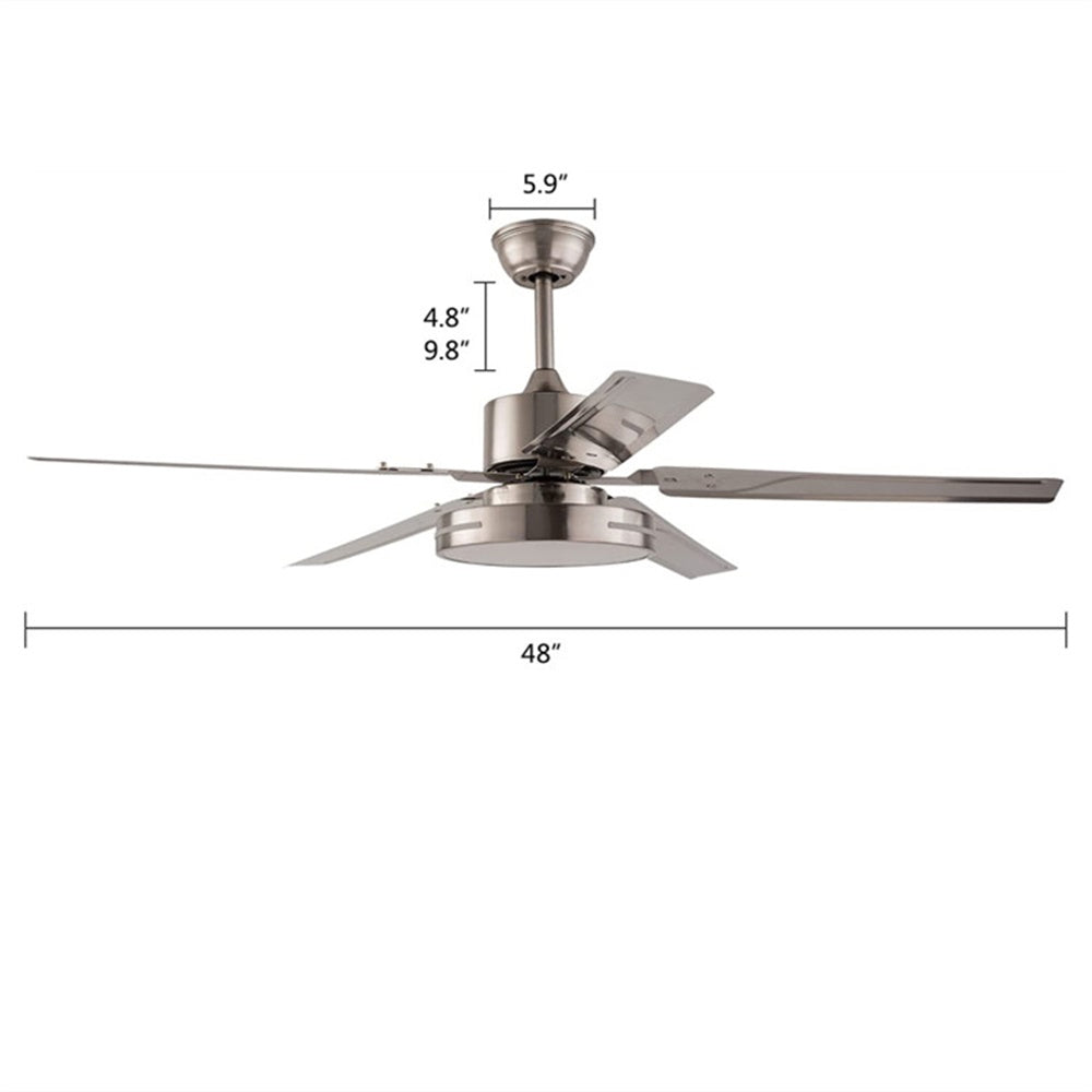 Black/Silver 48 Inch Modern LED Ceiling Fan Silent Motor with Remote Control