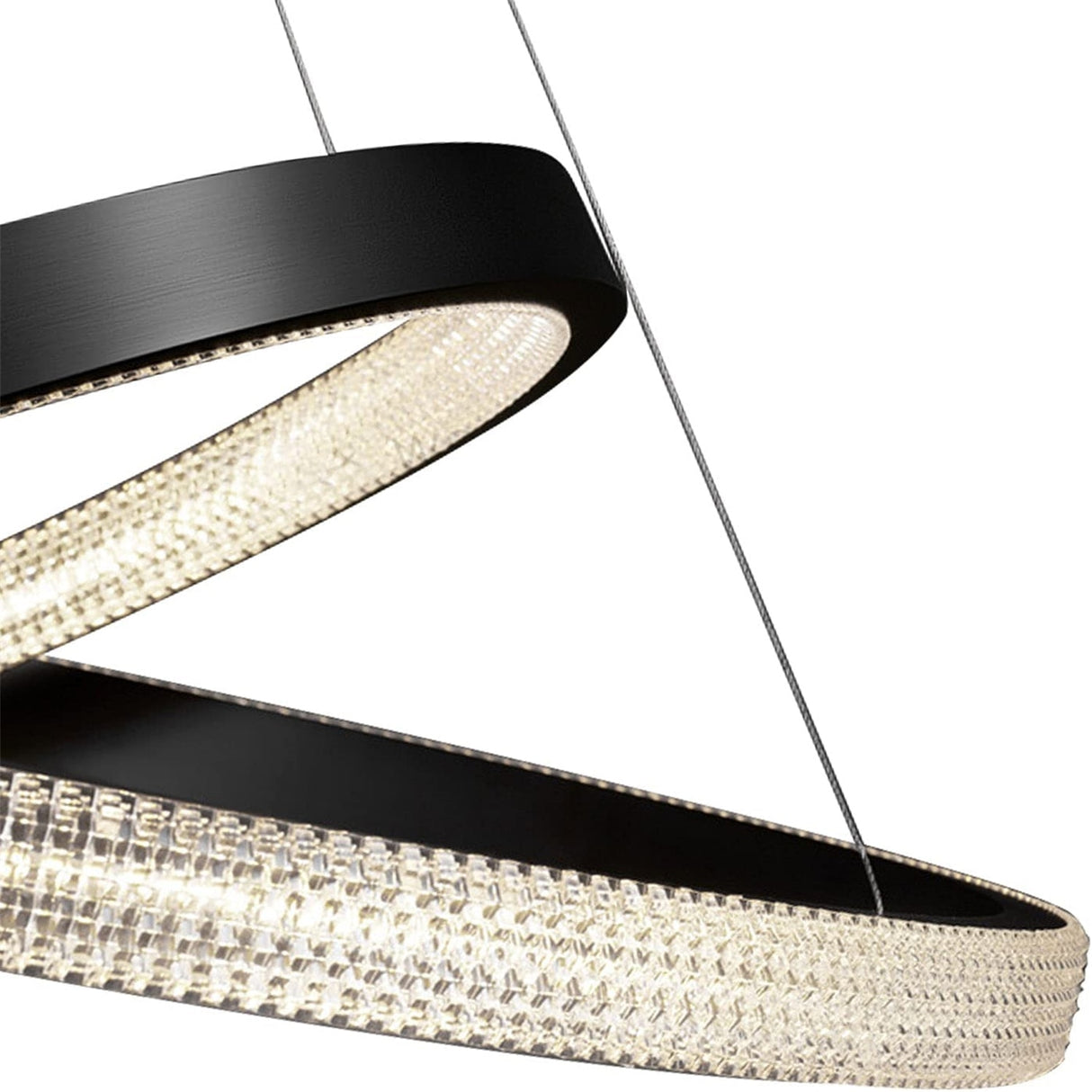 Modern 2 LED Circular Rings Crystal Pendent Light 3000K Single Color for Living Room