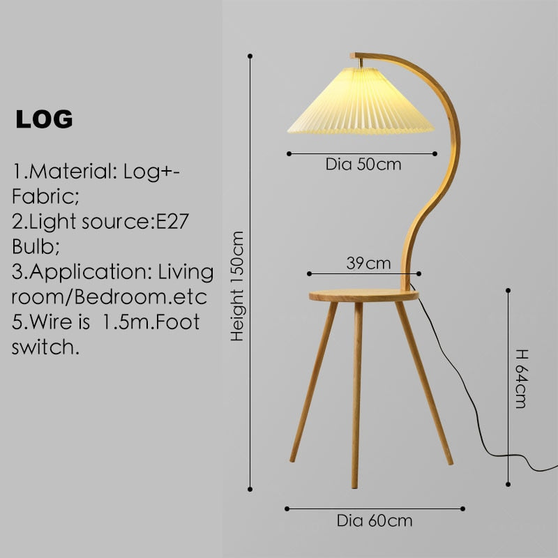 Nordic Wood Floor Lamps Modern Simple Creative Living Room LED Standard Light Tea Table Iron Sofa Lamp Home Decor