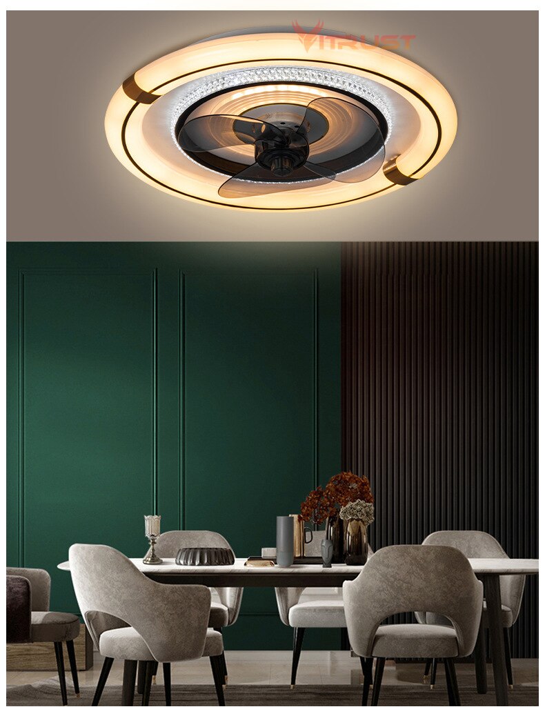 Mini Ceiling Fan Lamp Light LED Home Office Kitchen Bedroom Dining Room Small Ceiling Fan Remote