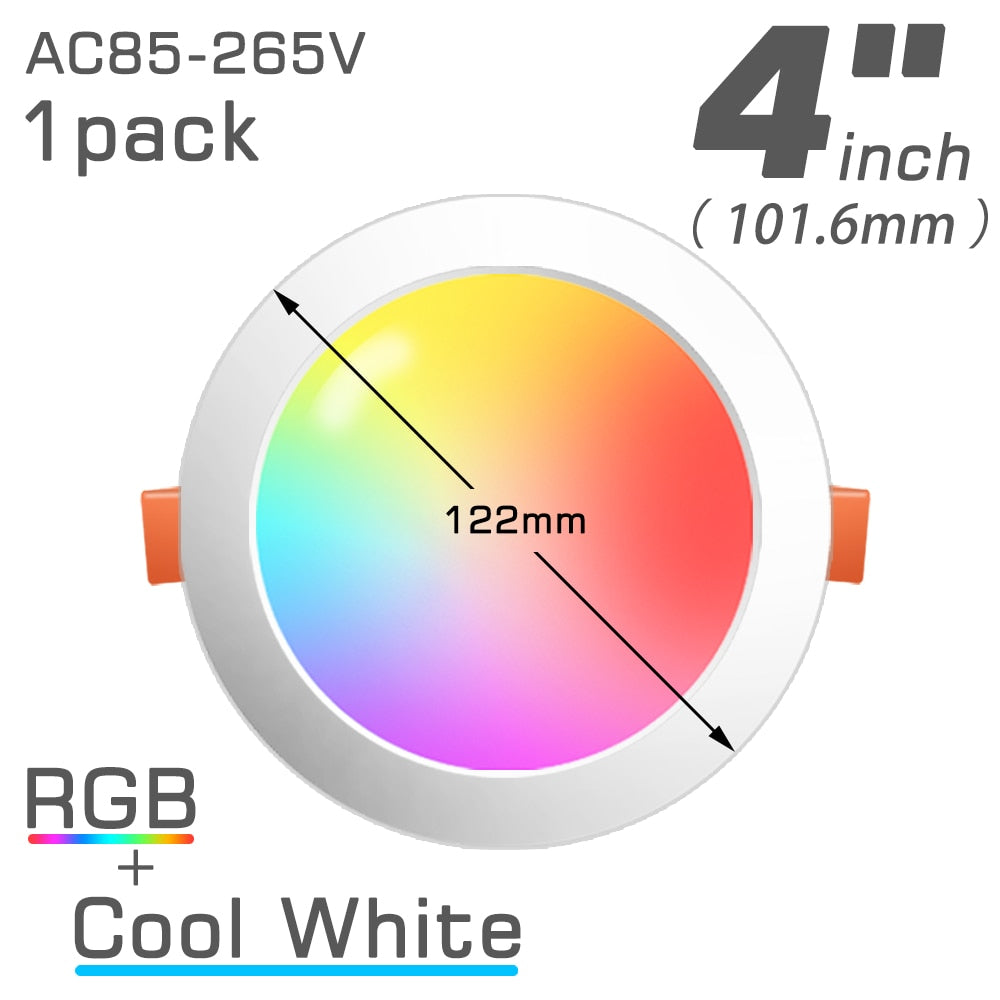 Bluetooth-Compatible Colorful Spot LED Ceiling Lamp Recessed Round Light Smart Home Luminaire RGB Dimmable Downlight 110V 220V