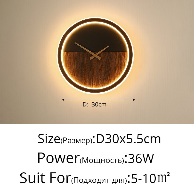 Modern LED Clock Wall Lamps For Bedside Corridor Aisle Hotel Living Room Foyer Kitchen Porch Lights Luminaria Indoor Lighting