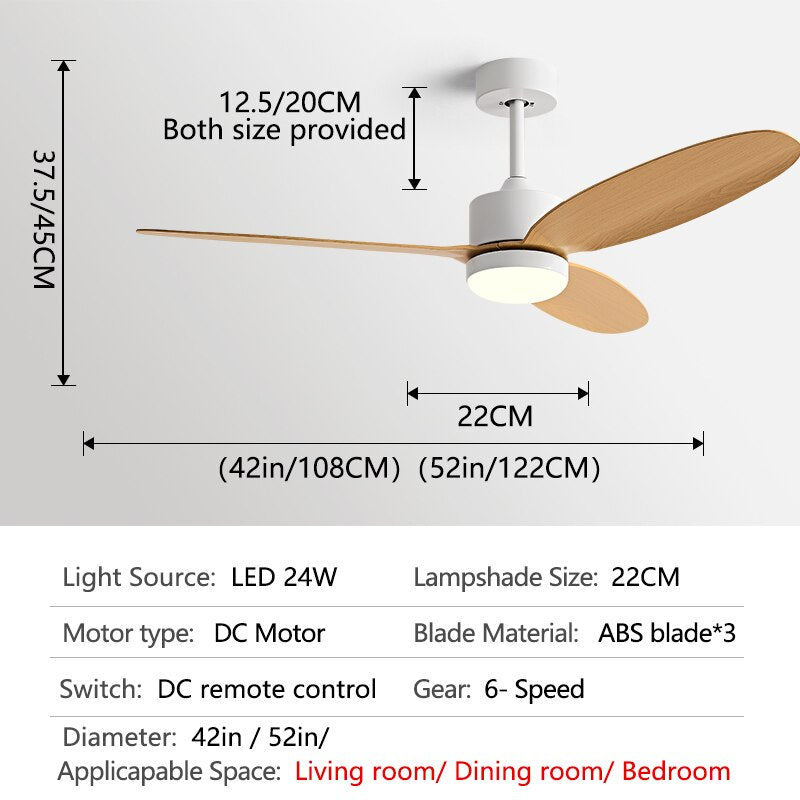 52Inch Fan lamp Modern Simple DC Ceiling Fan Lamp Restaurant Living Room Household use 110V 220V Remote Control Electric fan