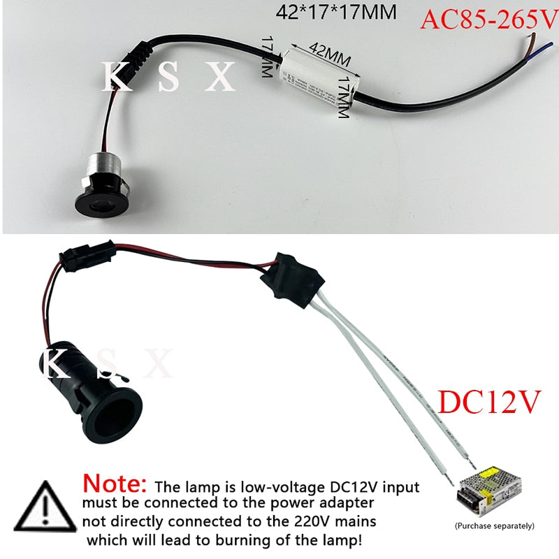 Small Spot Light 1W 3W Mini LED Spotlight AC85-265V 18mm Cutout Recessed Downlight Ceiling Lamp Showcase Display Lighting DC12V