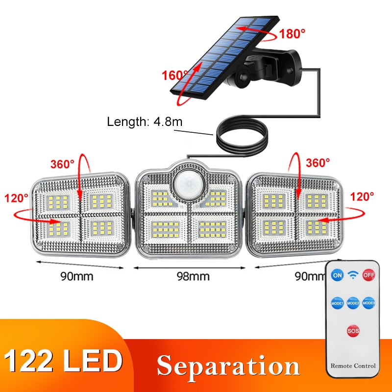 LED Solar Lights Outdoor Motion Sensor Human Induction Adjustable head IP65 Waterproof Solar Power Wall Lamp