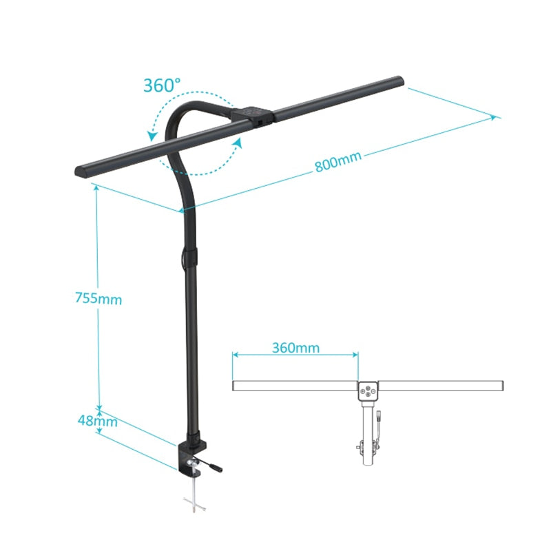 LED Clip Remote Control Desk Lamp Architect Table Lamp for Home Office Lighting 5 Color Modes and 5 Dimmable