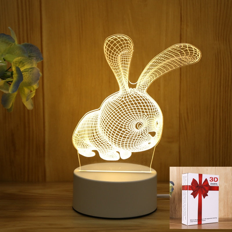 Romantic Love 3D Acrylic Led Lamp for Home Children's Night Light Table Lamp Birthday Party Decors Valentine's Day Bedside Lamp