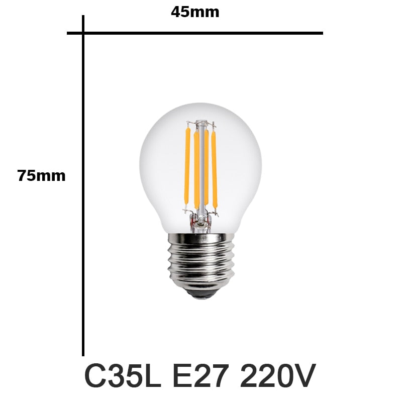 2Pcs E27 E14 Retro LED Edison Bulb 220V Light Bulb C35 A60 ST64 G45 G80 G95 Vintage LED Filament Lamp Glass Bulb Candle Light