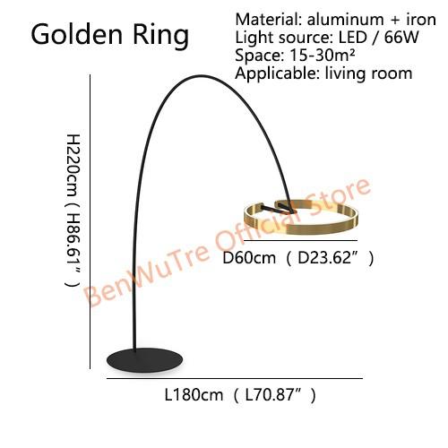 LED Floor Light Round Rings Style Modern Creative Living Room Fishing Floor Lamp Bedroom Bedside Lobby Vertical Lighting Fixture