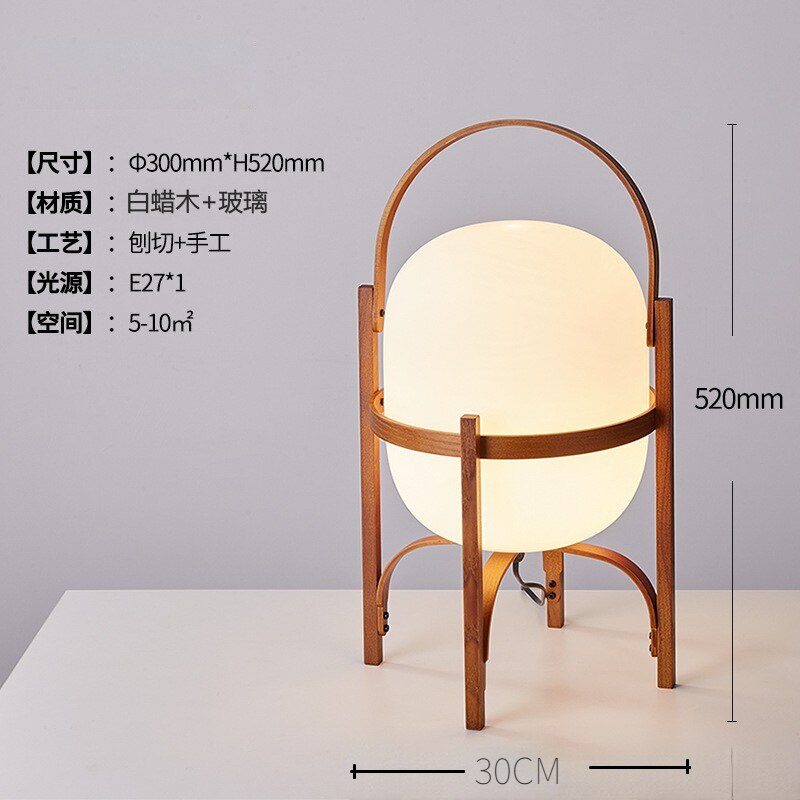 Modern Solid Wood Floor Lamp Wooden Basket Glass Table Lamp Personality Creativity Simple Japanese Home Stay Bedside Living Room