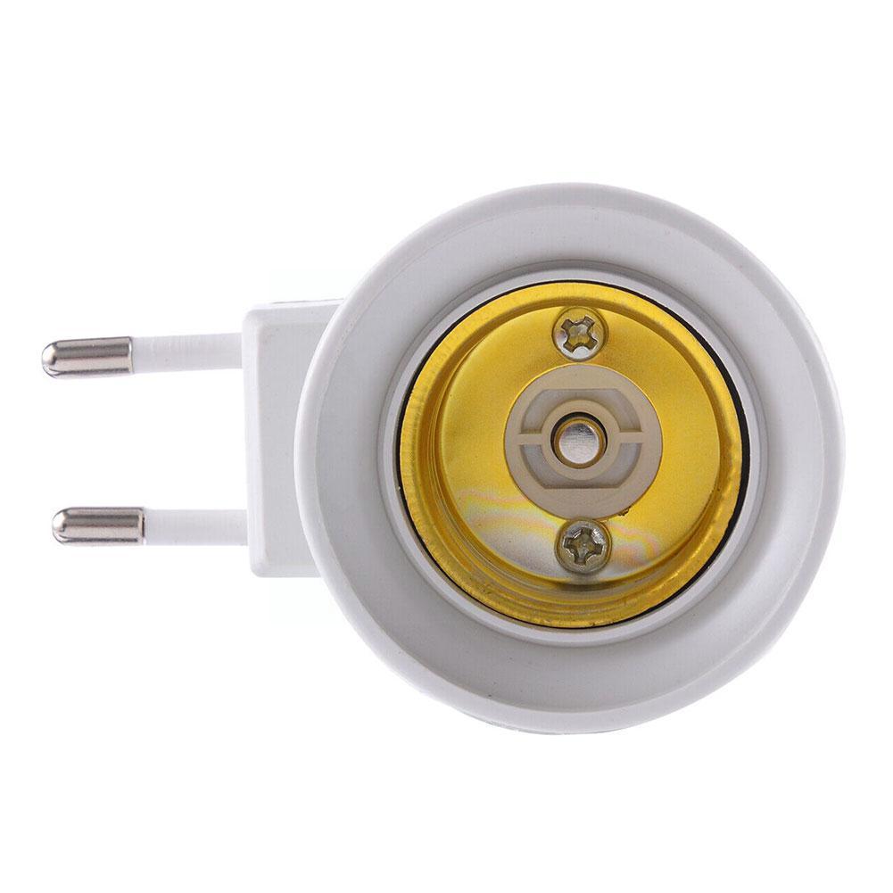 Practical White E27 Led Light Socket To Eu Plug Holder Adapter Converter On/off For Bulb Lamp Holder H1t5