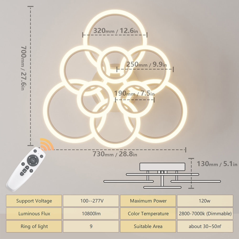 LED Ceiling Lights Modern Chandelier Indoor Hanging Lamps Fixture Remote Dimmable Home Decor Lustre For Dining Room Living Room