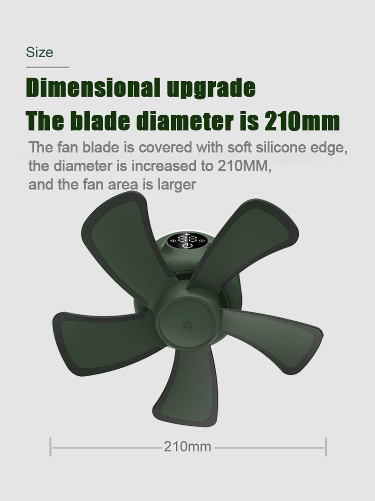 Multifunction Ceiling Fan Night Light Display Screen Wireless Remote Control 14H Timing 8000mAh 4gears Quiet Ceiling Fan