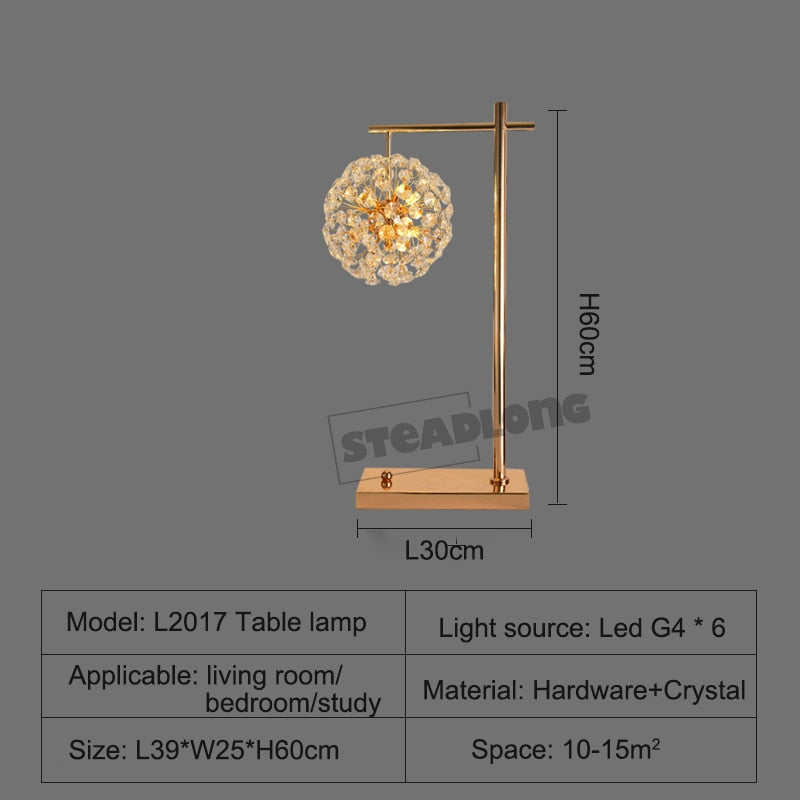Morden LED Sun Flower Crystal Table Lamps Iron Creative Art Floor Lamp living Room Bedroom Study Bedside Lighting lustre Decor