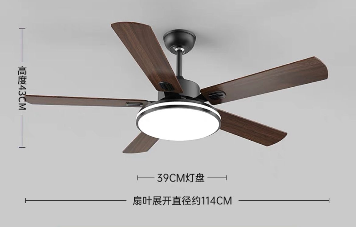 Creative Fan Lamp Living Room Modern Simple Dining Room Light Household Solid Wood Iron Style Ceiling Fan Lamp