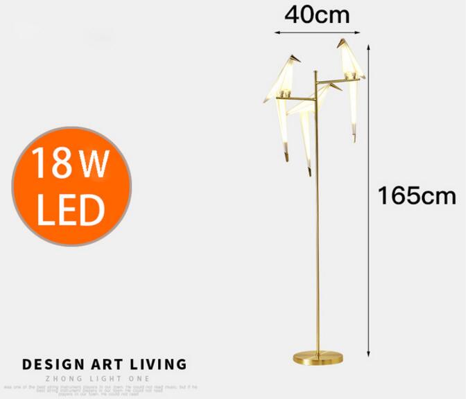 Art Deco Bird Paper Floor lamp Bedroom Studio living room lamp stand origami light Study Bedside Reading table gold floor lamp