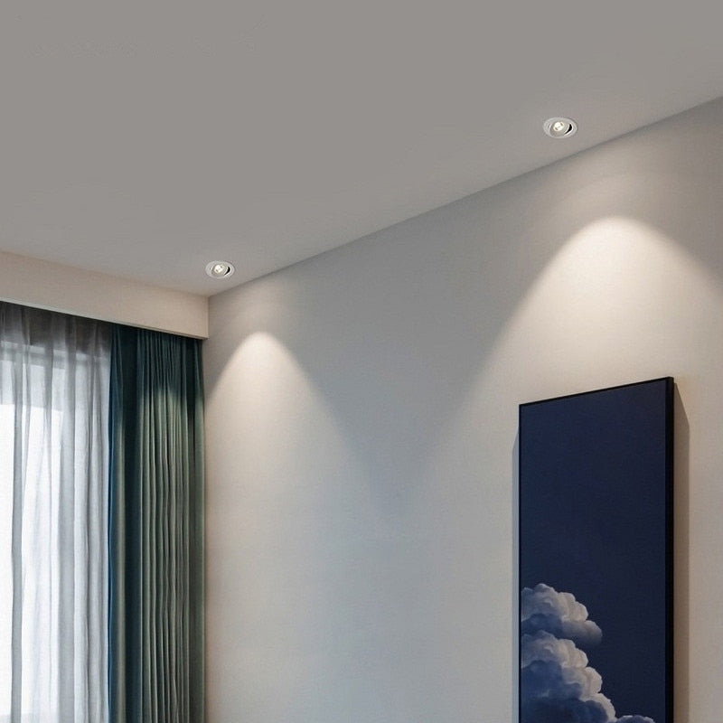 Round Shape 360 Angle Adjustable LED COB Recessed Downlight Black/White 9W 12W 15W LED Ceiling Spot Light Pic Background Focos