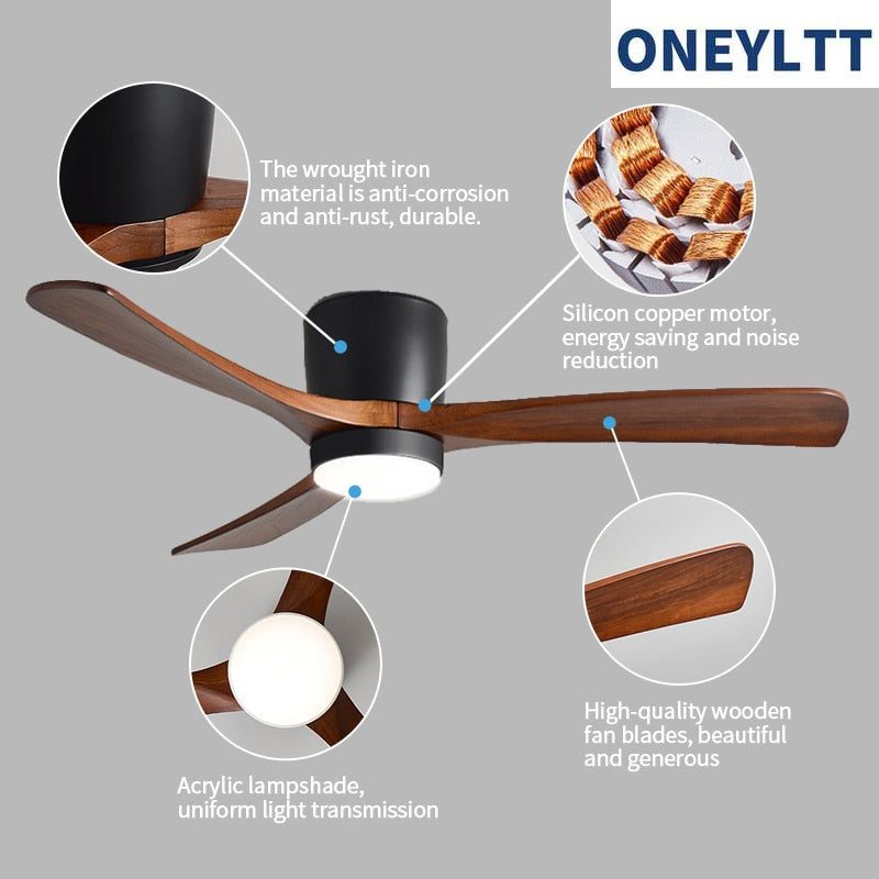 48.52inch modern led wood ceiling fan with remote control fans chandelier decorative ceiling fan with light