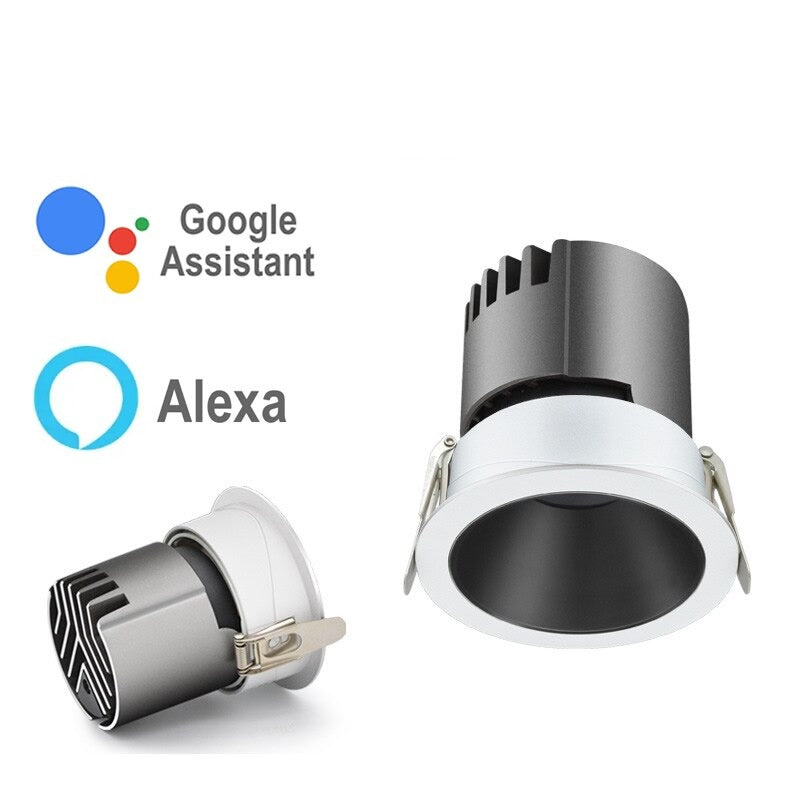 Spot LED Downlights Dimmable 12W 15W Recessed Spotlight 110V 220V Smart Lamps Control With Alexa Google Home Voice