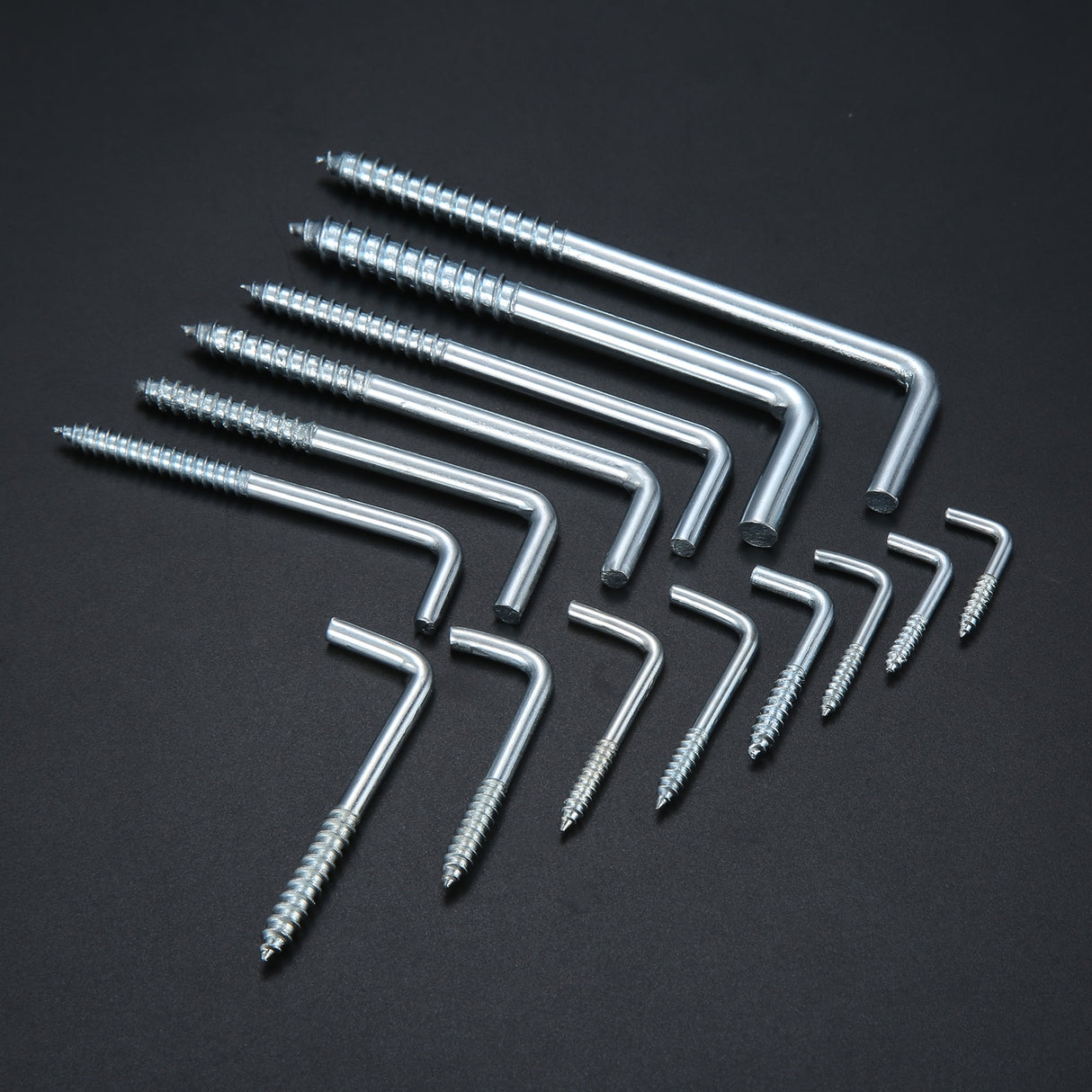 2/5/10/20pcs Square Bend Hook L Cup Hanger Screw-in Wall Picture Photo Frame Lamp Light Eyescrew 20-100mm 14-Sizes Zinc-Plated