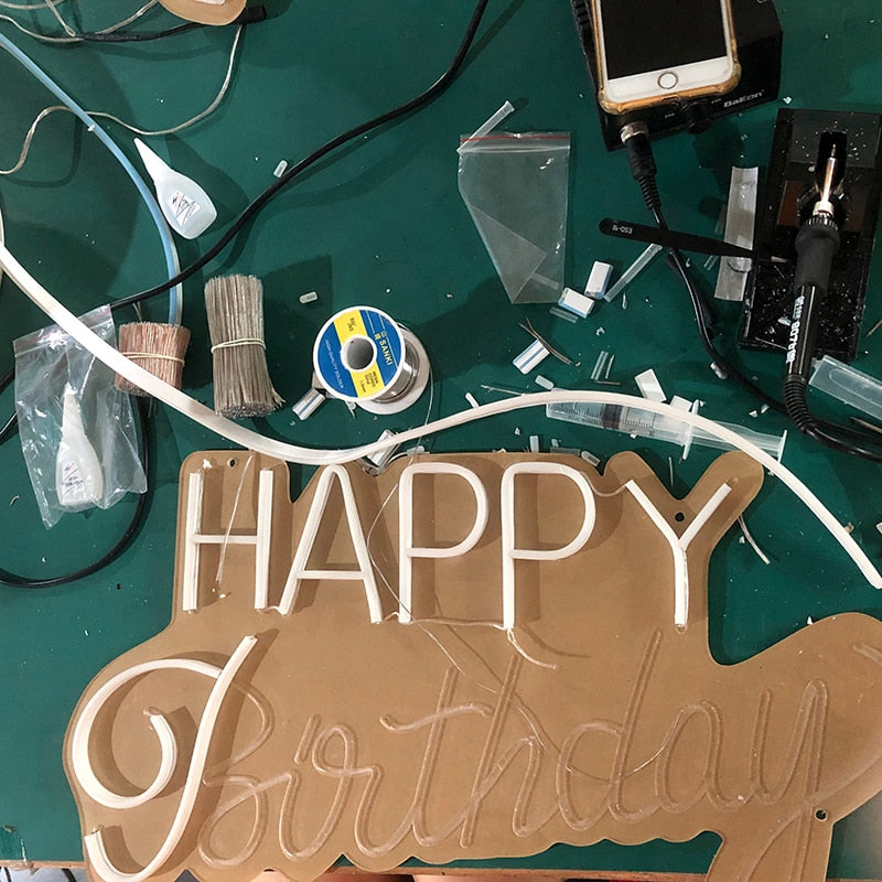 Happy Birthday Led Neon Sign Custom Night Light Sign for Birthday Party Decor Oh Baby Neon Light Lets Party Home Hanging Decor