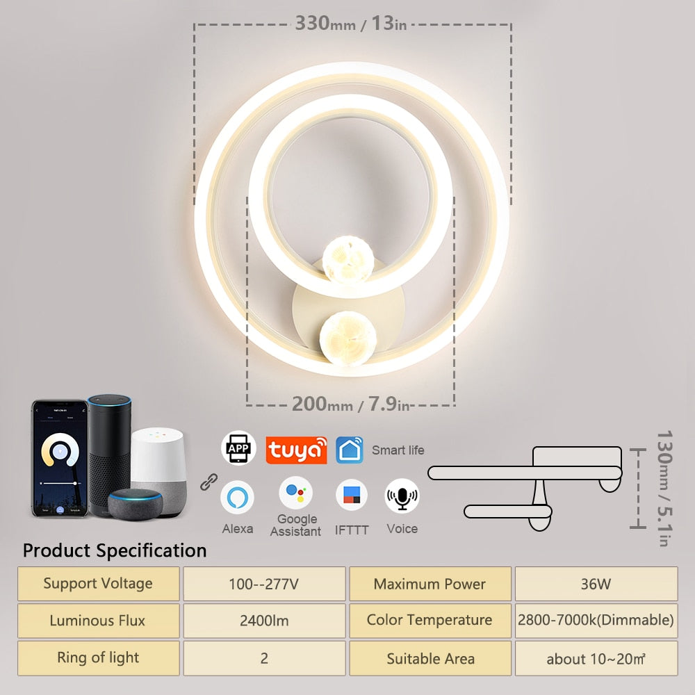 LED Ceiling Lights Modern Chandelier Indoor Hanging Lamps Fixture Remote Dimmable Home Decor Lustre For Dining Room Living Room