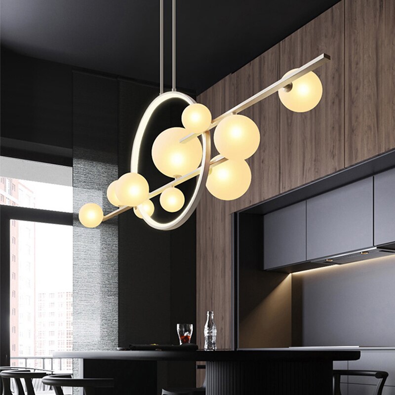 Modern minimalist LED chandelier Nordic ceiling novelty glass bubble Nordic dining table lighting kitchen home decoration lamps