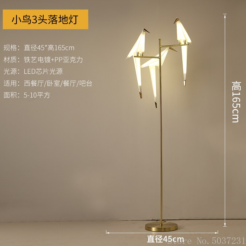 Nordic Acrylic Bird Floor Lamp for Living Room Luxury Paper Cranes Floor Ls Bedroom Paper Crane Lamp Bird Floor Lamp Fixture Led