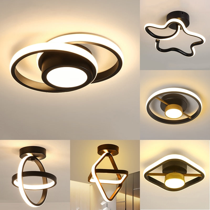 Small Modern LED Ceiling Light 2 Rings Creative Design Ceiling Lamp Indoor Lighting Fixtures Hallway Balcony Aisle Office Lustre