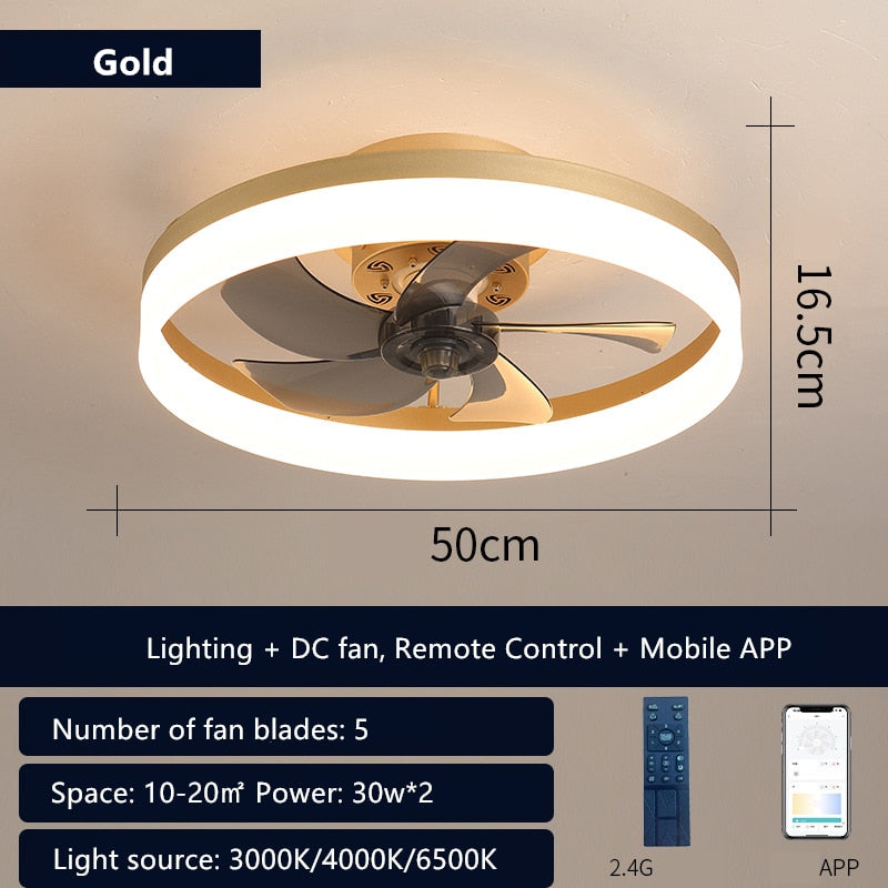 LED Ceiling Light Fans AC DC Fan Bedroom Lamp Lighting For Living Room Decorative Lamps Ventilated Silent With Remote Control