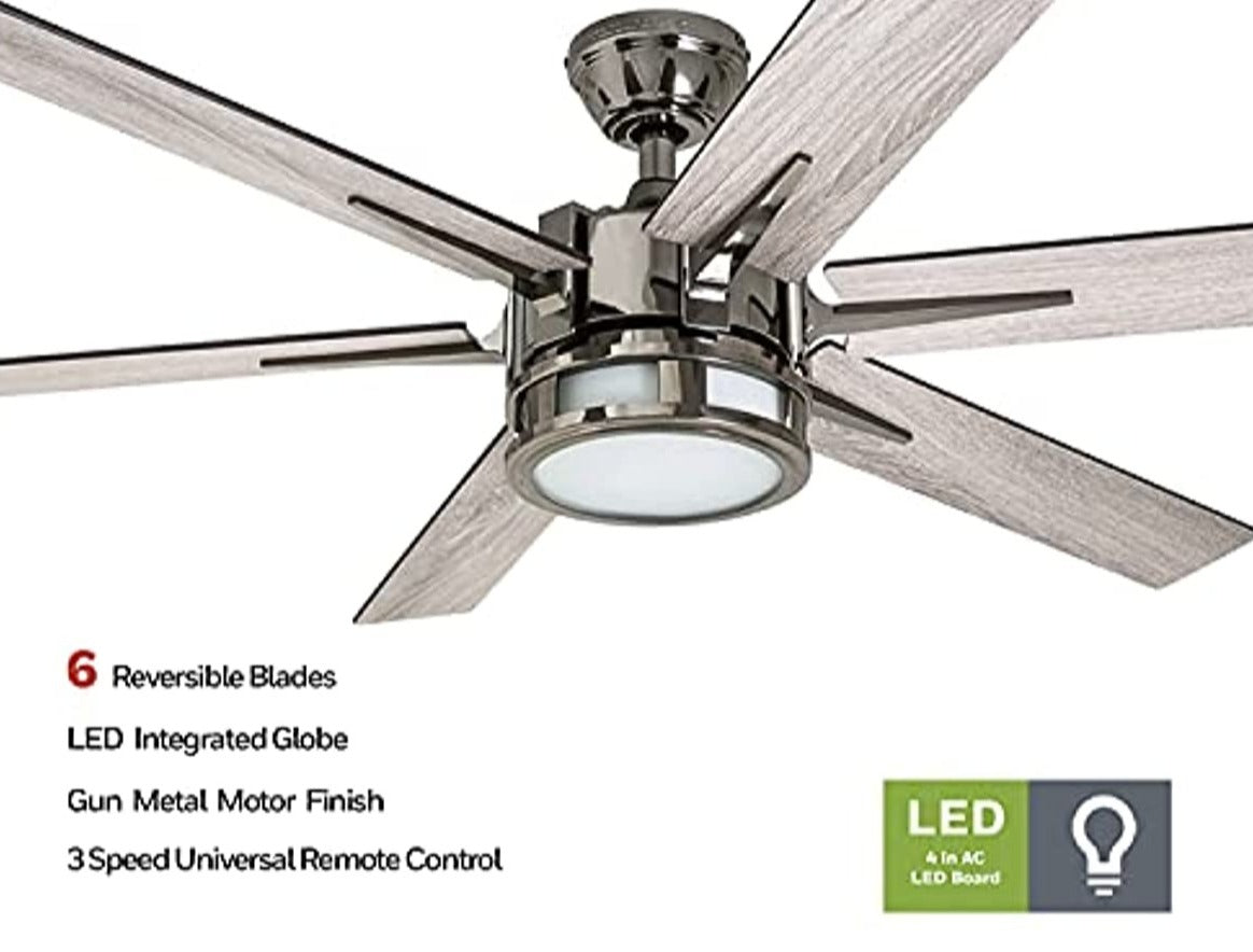 Ceiling Fans - 56-in Dual Mount Indoor - LED Ceiling Fan with Light - Contemporary Room Fan