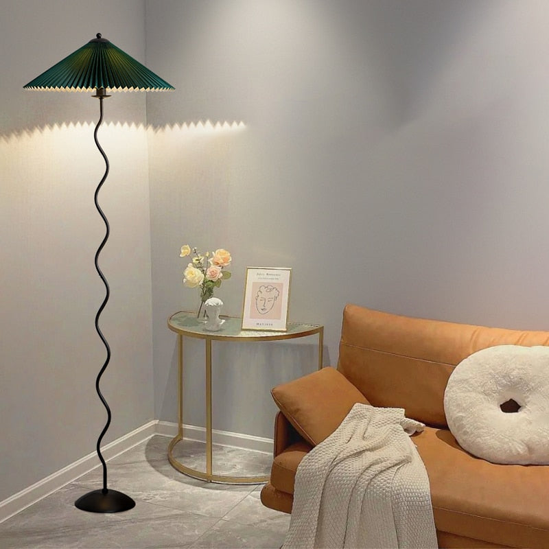 Nordic Minimalist Pleated Fabric Led Floor Lamp Living Room Home Decor Sofa Corner Standing Table Light Bedroom Bedside Lamp