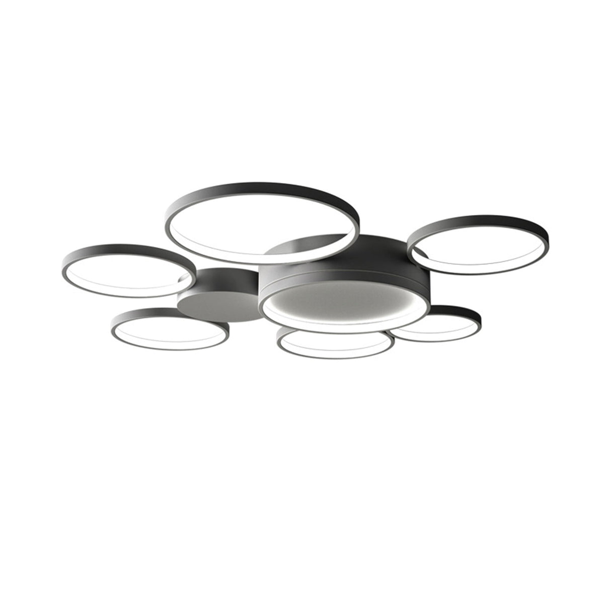 Black/White 7 Rings Flush Mount LED Ceiling Light with Remote Control for Living Room Bedroom