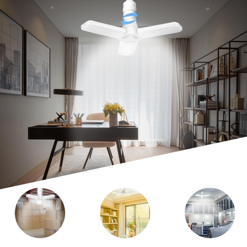 Super Bright LED Light Bulbs Industrial Lighting E27 Ceiling Fan LED Garage Light Deformable Folding Lamp For Workshop Home