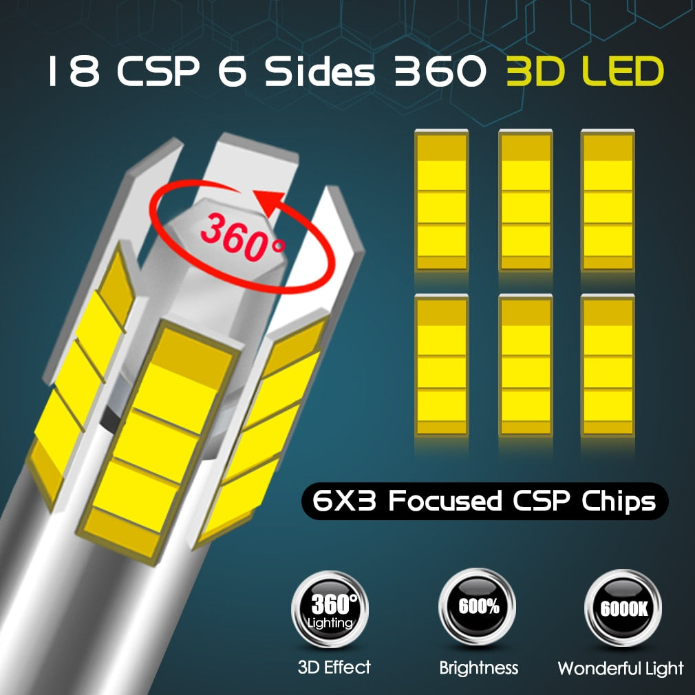 H7 LED Can bus 360 6000K Car Headlight Bulb H1 H11 H8 HB3 9005 HB4 9006 9012 HIR2 Led Auto Lamp 12 Sides CSP 25000LM Hi/Low Beam