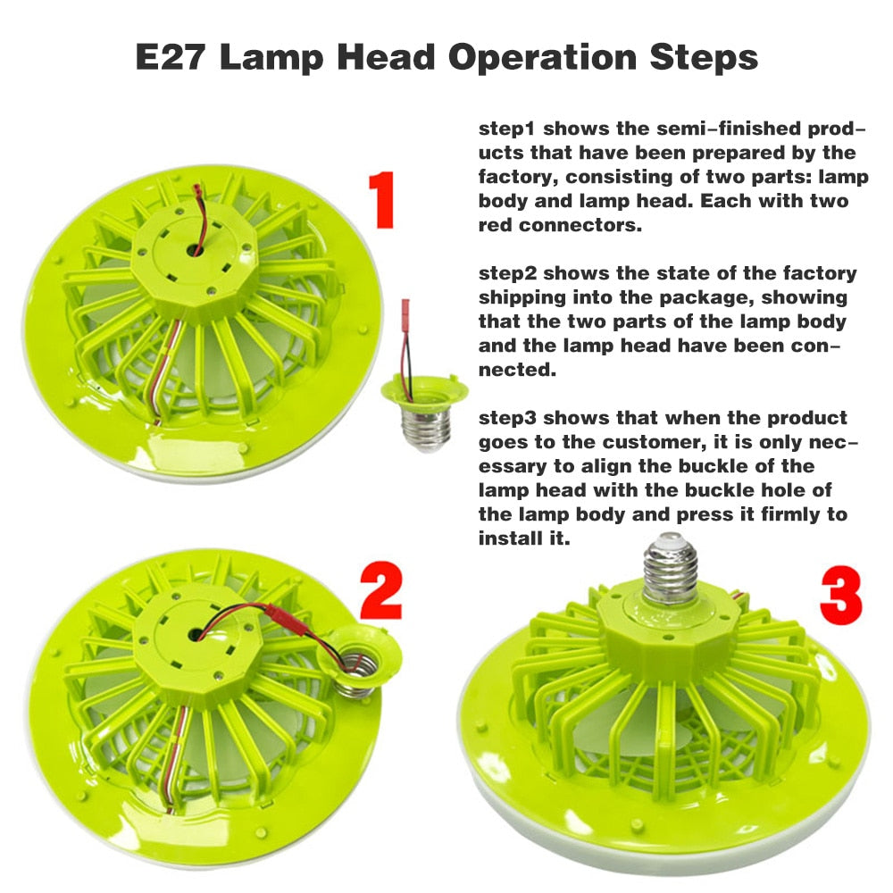 Electric Ceiling Fans with Light and Silent 30W E27 Base Led Ceiling Fan for Bedroom Home Household Kitchen