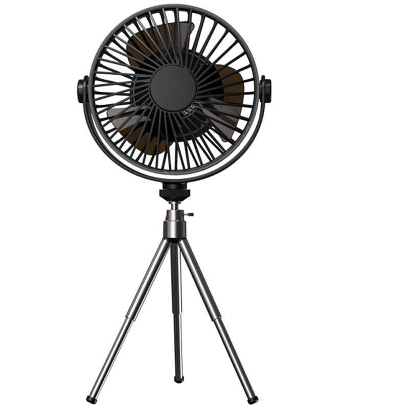 USB Tripod Floor Camping Fan With Power Bank LED Light Rechargeable Desktop Portable Circulator Wireless Ceiling Electric Fan
