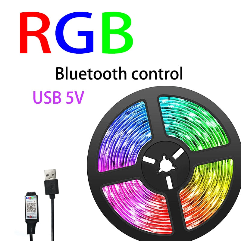 LED Strip RGB 2835 5V USB Bluetooth IR Control Lighing Flexible Tape Ribbon Desktop Screen BackLight Diode TV Decoration Lamp