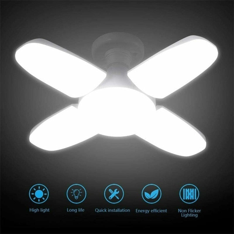6500K 38W Cold White E27 LED Garage Light Deformable AC175V-265V 3800LM Ceiling Fixture Lights Workshop Lamp