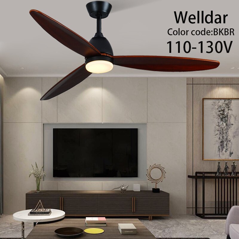 60 Inch Led Ceiling Fan Lamp Roof Home Fans Modern Indoor Decorate Wooden Blade Dc Ceiling Fan With Remote Control Ventilador
